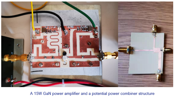 A 15W GaN power amplifier and a potential power combiner structure
